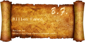 Billes Fanni névjegykártya